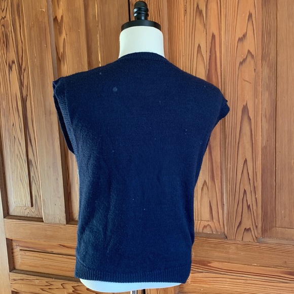 Vintage Navy Blue and White Argyle Sweater Vest - Picture 2 of 10
